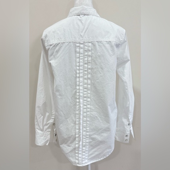 Sundance Cotton Pleated Bib Button Up Long Sleeve Collared Blouse Size XS - Picture 4 of 8